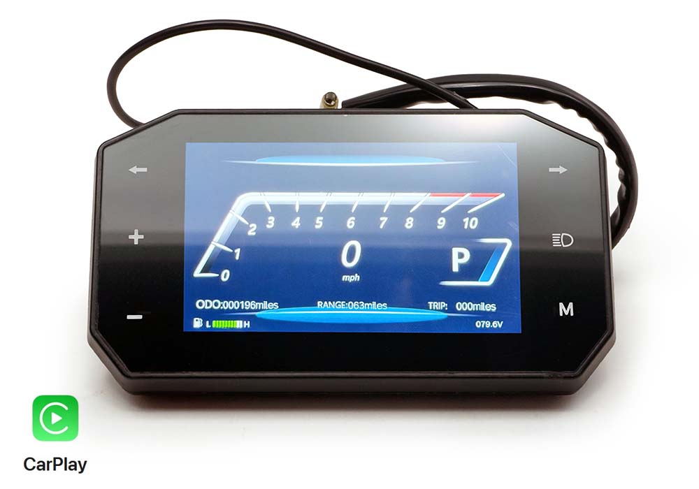 Mini RCR Premium Digital Display showing speed, battery level and riding information